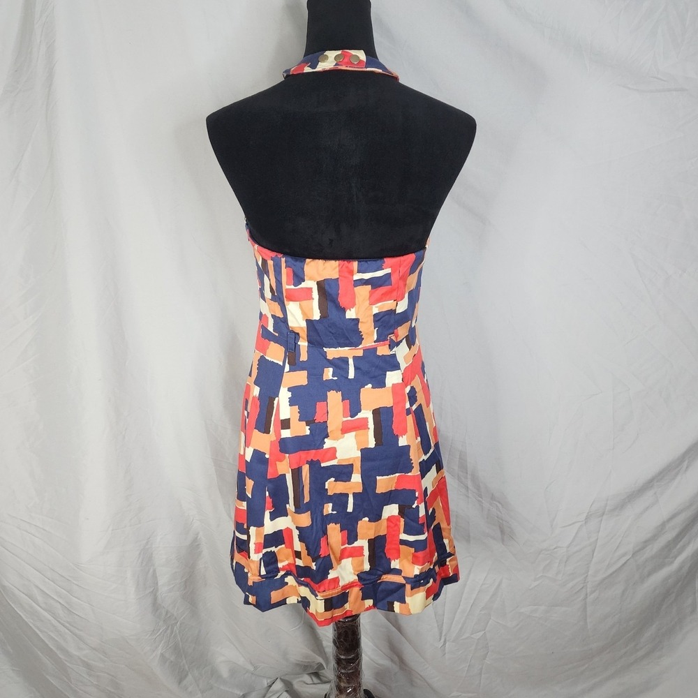 NEW DIRECTIONS Size 6 Colorful Cotton Stretch Fit & Flare Halter Dress w/pockets - Picture 4 of 11